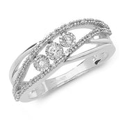 9CT WHITE GOLD FANCY ILLUSION SET DIAMOND RING
